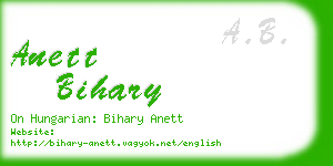 anett bihary business card